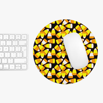 Candy Corn Mouse Pad — Halloween Candy Pattern Round Desk Mat