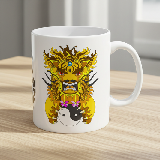 Dragon Yin Yang Ceramic Mug — Asian Lion Dance Coffee Cup (11oz, 15oz)