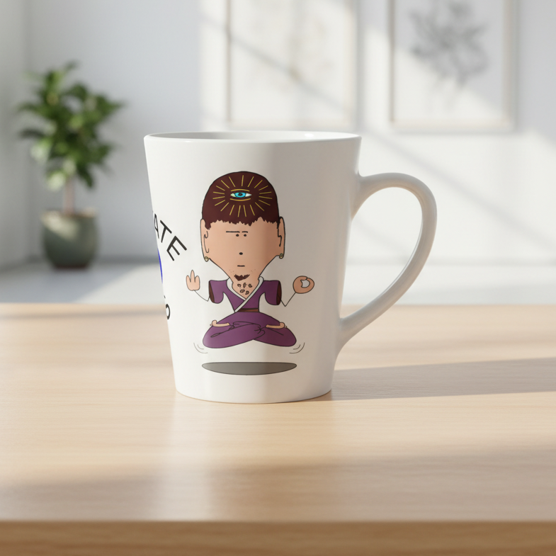 Meditate This Latte Mug — Funny Third Eye Meditation Coffee Cup