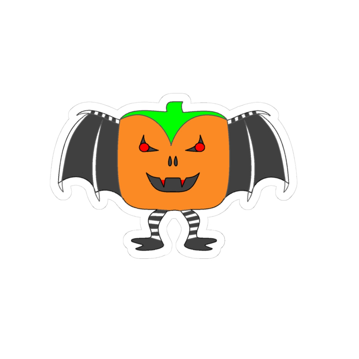 Dracula Pumpkin Character Kiss-Cut Sticker — Halloween Jack-O’-Lantern Decal
