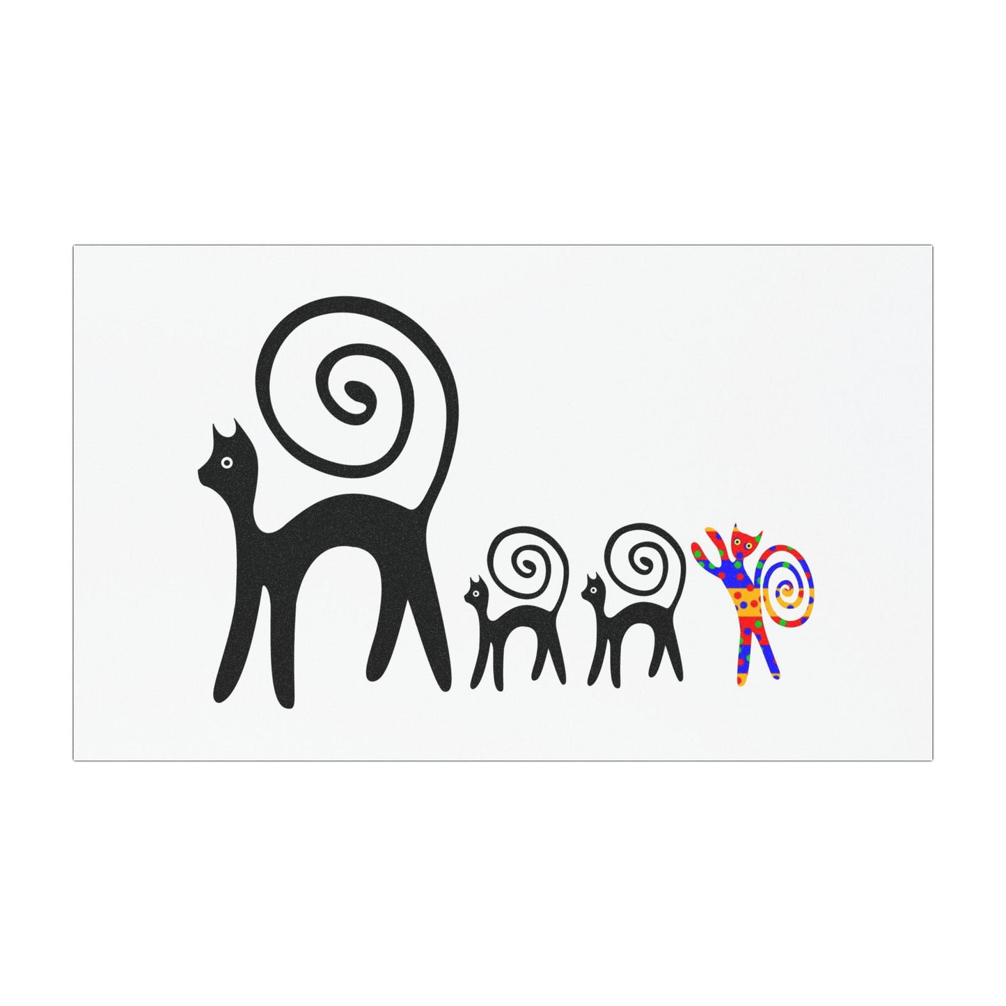 Spiral-Tail Cat Family Car Magnet — Whimsical Pet Decal