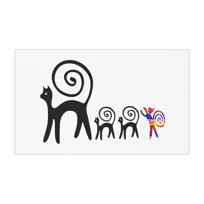 Spiral-Tail Cat Family Car Magnet — Whimsical Pet Decal