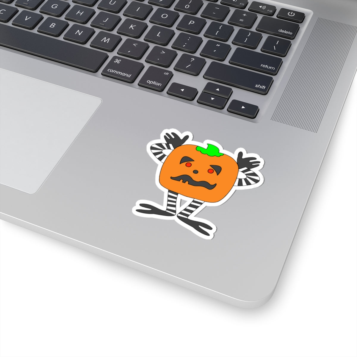 Cute Pumpkin Character Sticker — Halloween Kiss-Cut Decal