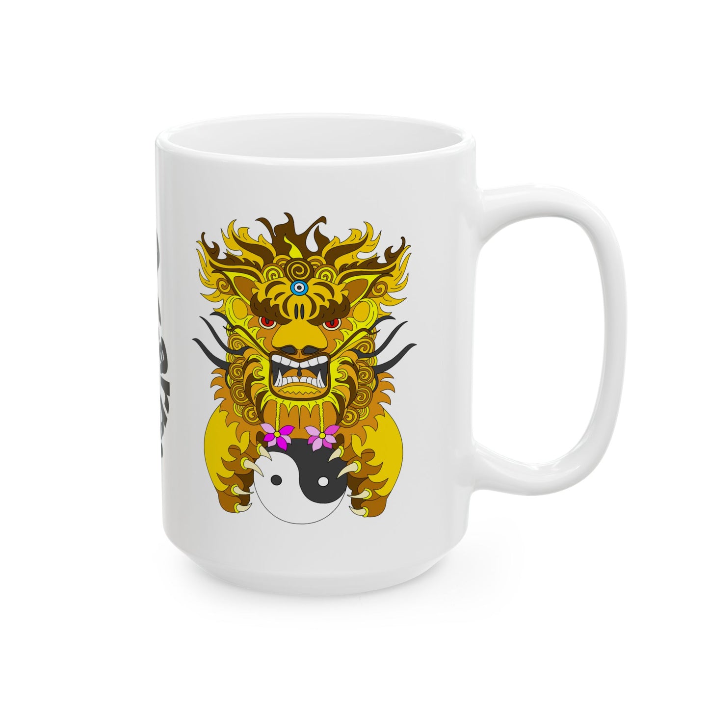 Dragon Yin Yang Ceramic Mug — Asian Lion Dance Coffee Cup (11oz, 15oz)