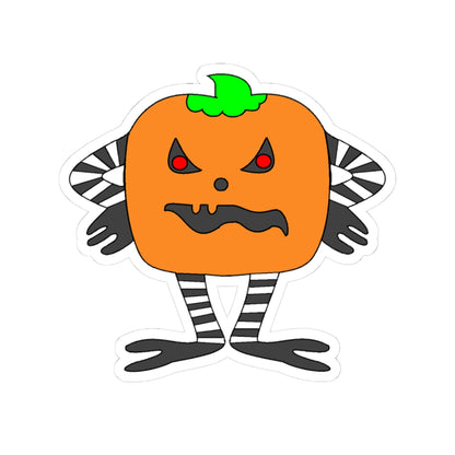 Spooky Pumpkin Character Kiss-Cut Sticker — Halloween Jack-O’-Lantern Decal