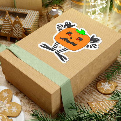 Cute Pumpkin Character Sticker — Halloween Kiss-Cut Decal