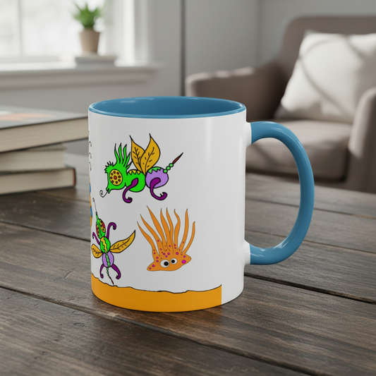 Doodle Diner Accent Coffee Mug - Colorful Whimsical Scribbles Accent Coffee Mug (11/15oz)