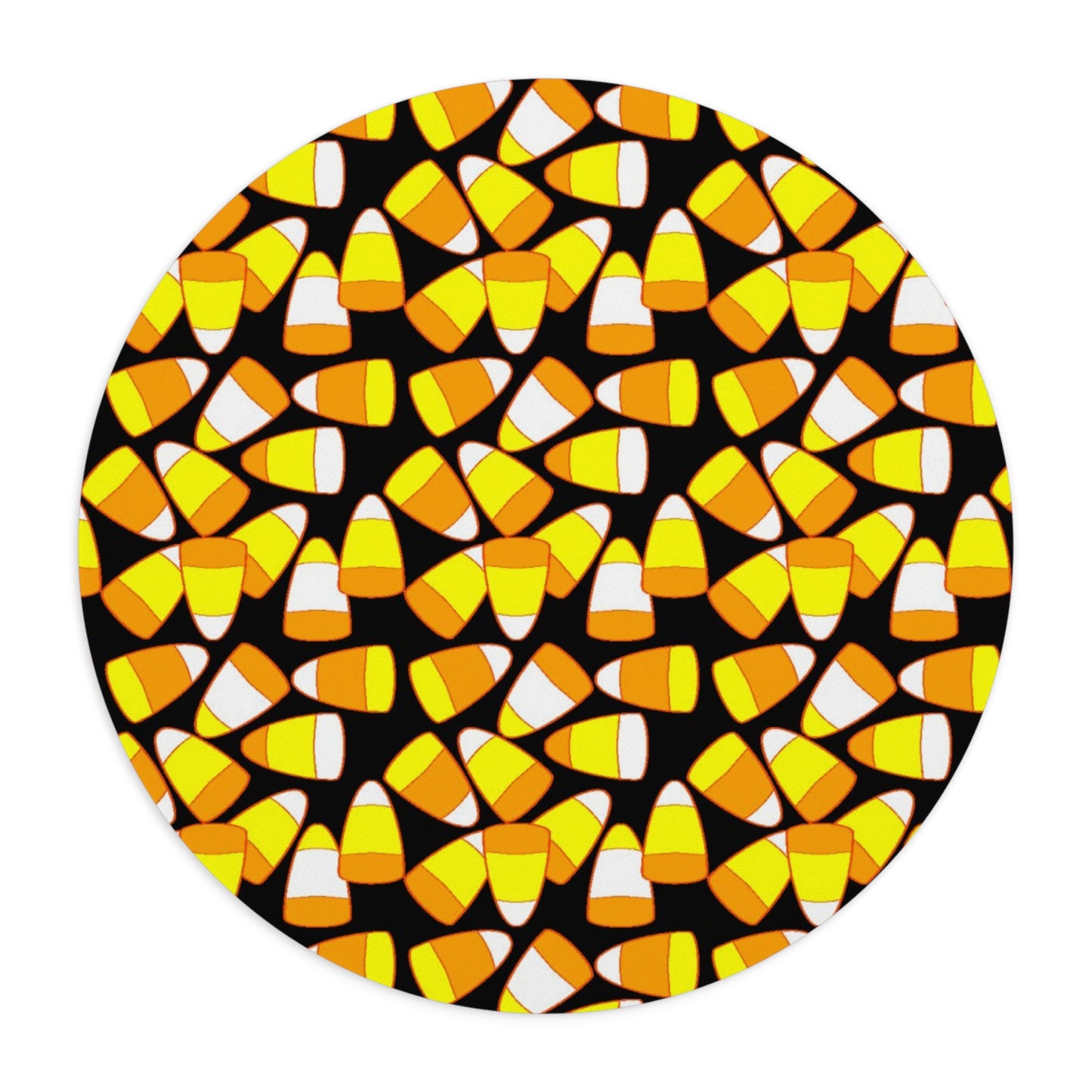 Candy Corn Mouse Pad — Halloween Candy Pattern Round Desk Mat