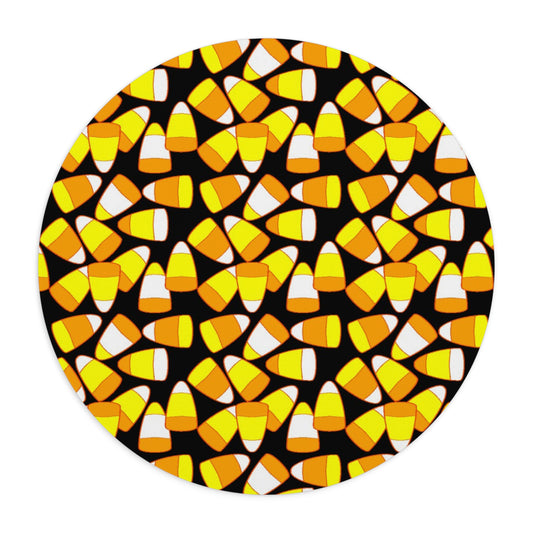 Candy Corn Mouse Pad — Halloween Candy Pattern Round Desk Mat