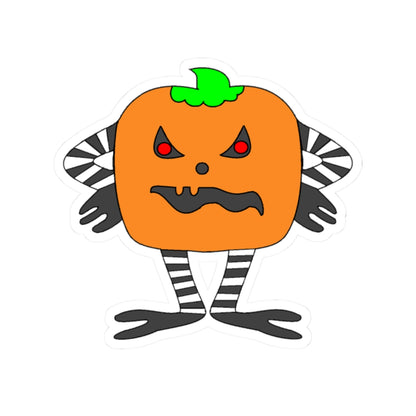 Spooky Pumpkin Character Kiss-Cut Sticker — Halloween Jack-O’-Lantern Decal