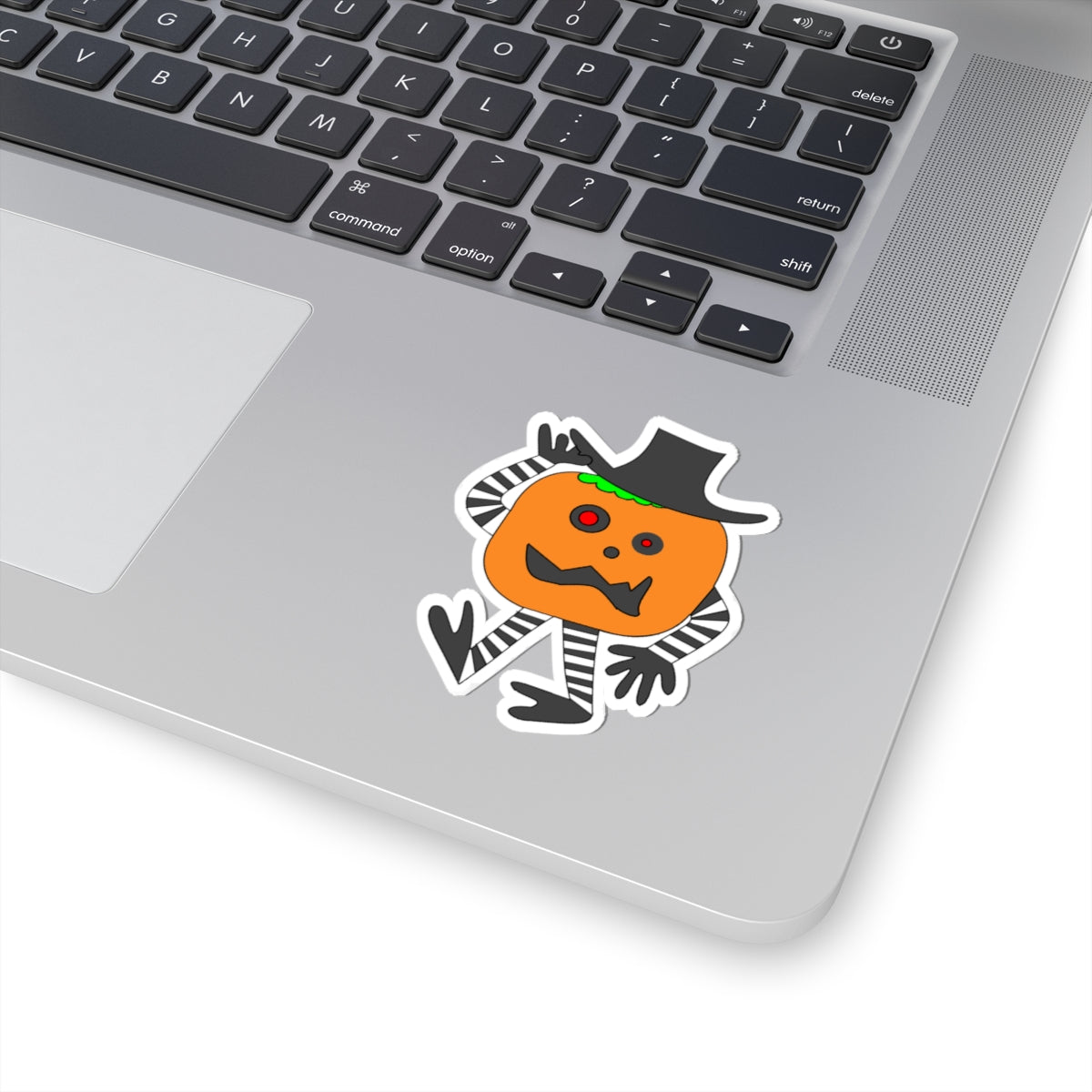 Halloween Pumpkin Character Kiss-Cut Sticker — Cute Walking Jack-o'-Lantern Decal