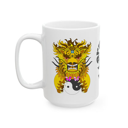 Dragon Yin Yang Ceramic Mug — Asian Lion Dance Coffee Cup (11oz, 15oz)