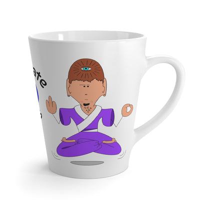 Latte Mug — "Meditate This" Funny Yoga Eye Cartoon Mug