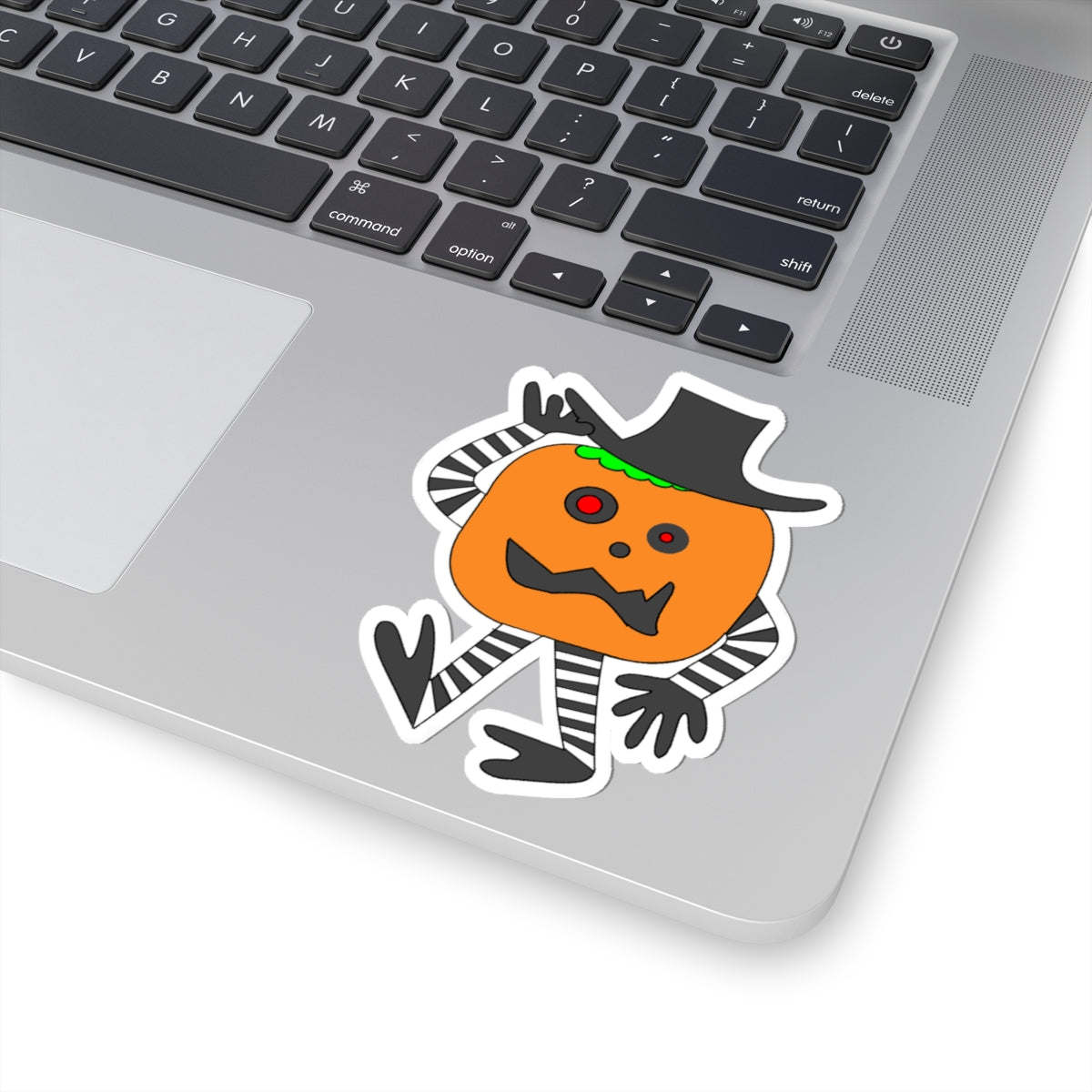 Halloween Pumpkin Character Kiss-Cut Sticker — Cute Walking Jack-o'-Lantern Decal