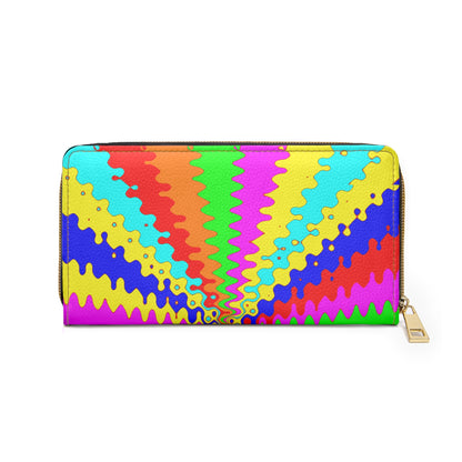 Colorburst Zip Wallet — Retro Rainbow Psychedelic Zipper Wallet