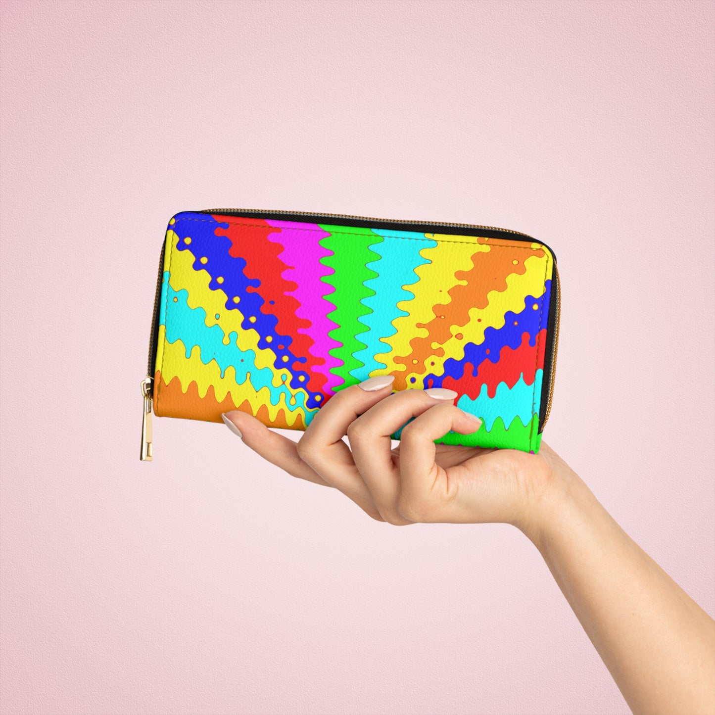 Colorburst Zip Wallet — Retro Rainbow Psychedelic Zipper Wallet