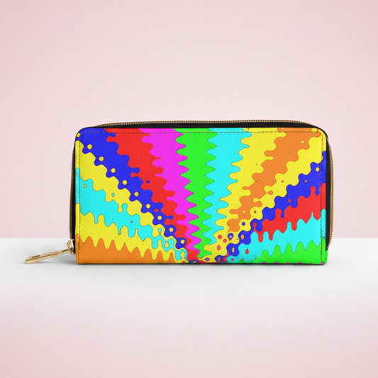 Colorburst Zip Wallet — Retro Rainbow Psychedelic Zipper Wallet