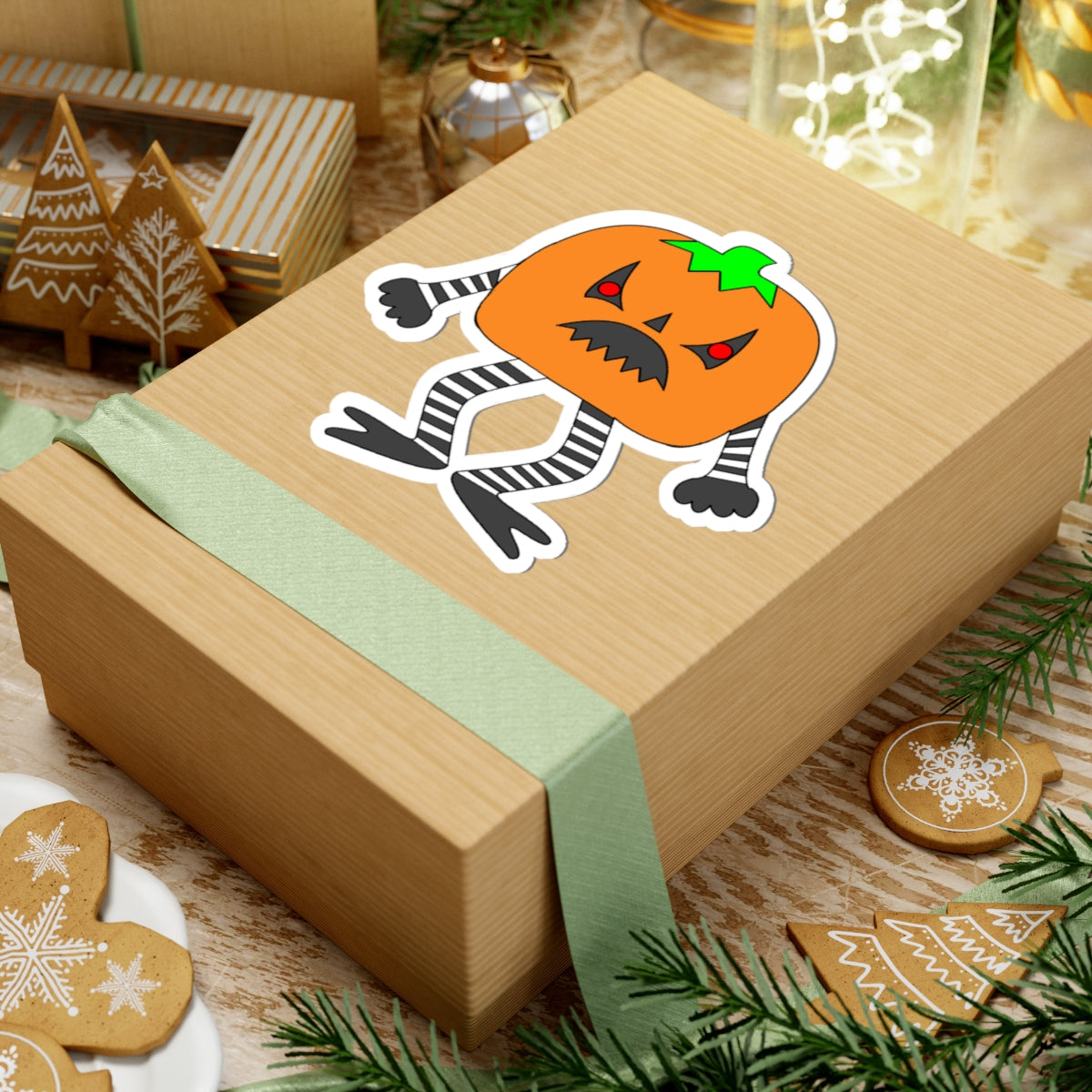 Pumpkin Monster Sticker — Cute Spooky Halloween Kiss-Cut Sticker