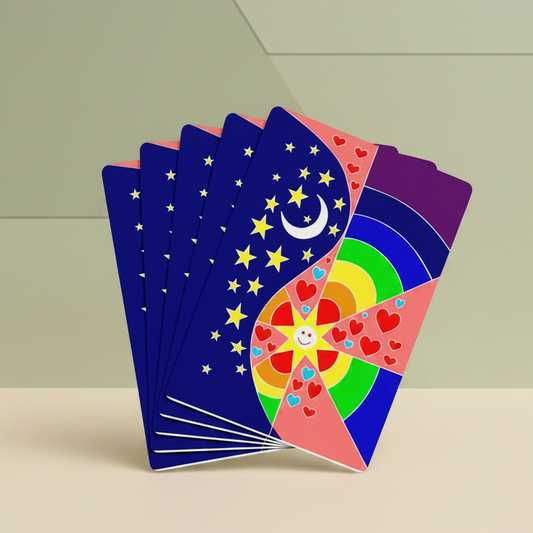 Colorful Psychedelic Poker Playing Cards — Rainbow Heart & Star Back Design