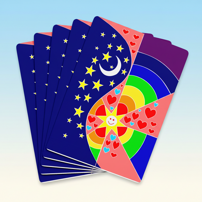 Colorful Psychedelic Poker Playing Cards — Rainbow Heart & Star Back Design