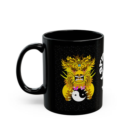 Dragon Yin Yang Black Mug — Eastern Mythical Dragon Coffee Cup (11oz/15oz)