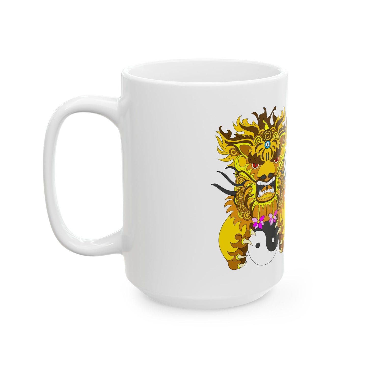 Dragon Yin Yang Ceramic Mug — Asian Lion Dance Coffee Cup (11oz, 15oz)