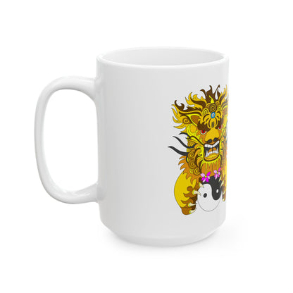 Dragon Yin Yang Ceramic Mug — Asian Lion Dance Coffee Cup (11oz, 15oz)