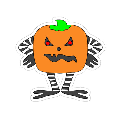 Spooky Pumpkin Character Kiss-Cut Sticker — Halloween Jack-O’-Lantern Decal