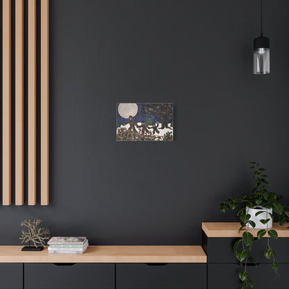 Moonlit Sasquatch Soirée Family Outing — Whimsical Bigfoot Wall Canvas Art (Ready to Hang)