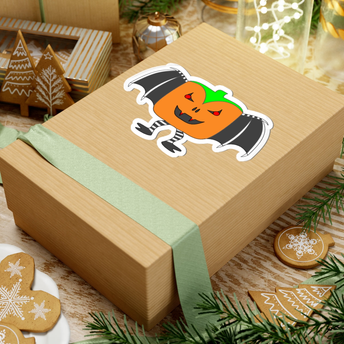 Dracula Pumpkin Character Kiss-Cut Sticker — Halloween Jack-O’-Lantern Decal