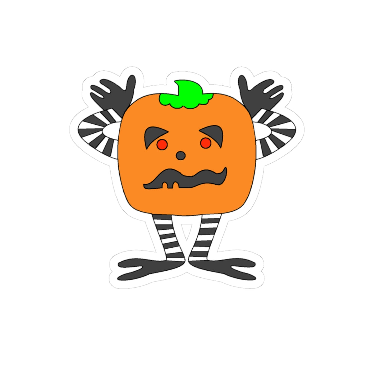 Cute Pumpkin Character Sticker — Halloween Kiss-Cut Decal