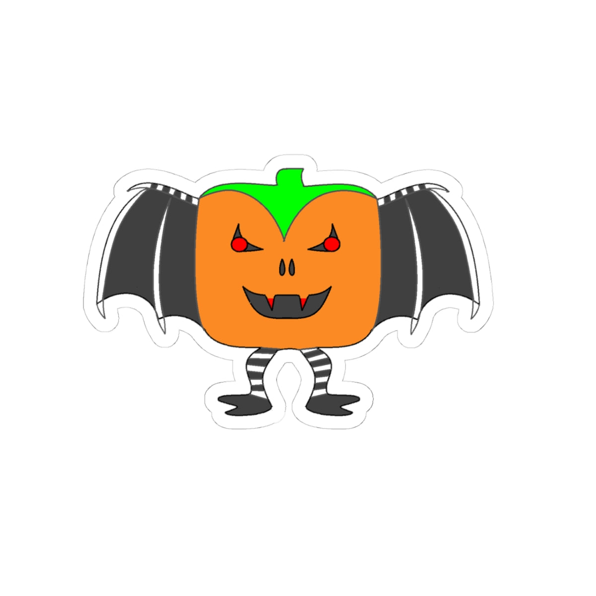 Dracula Pumpkin Character Kiss-Cut Sticker — Halloween Jack-O’-Lantern Decal