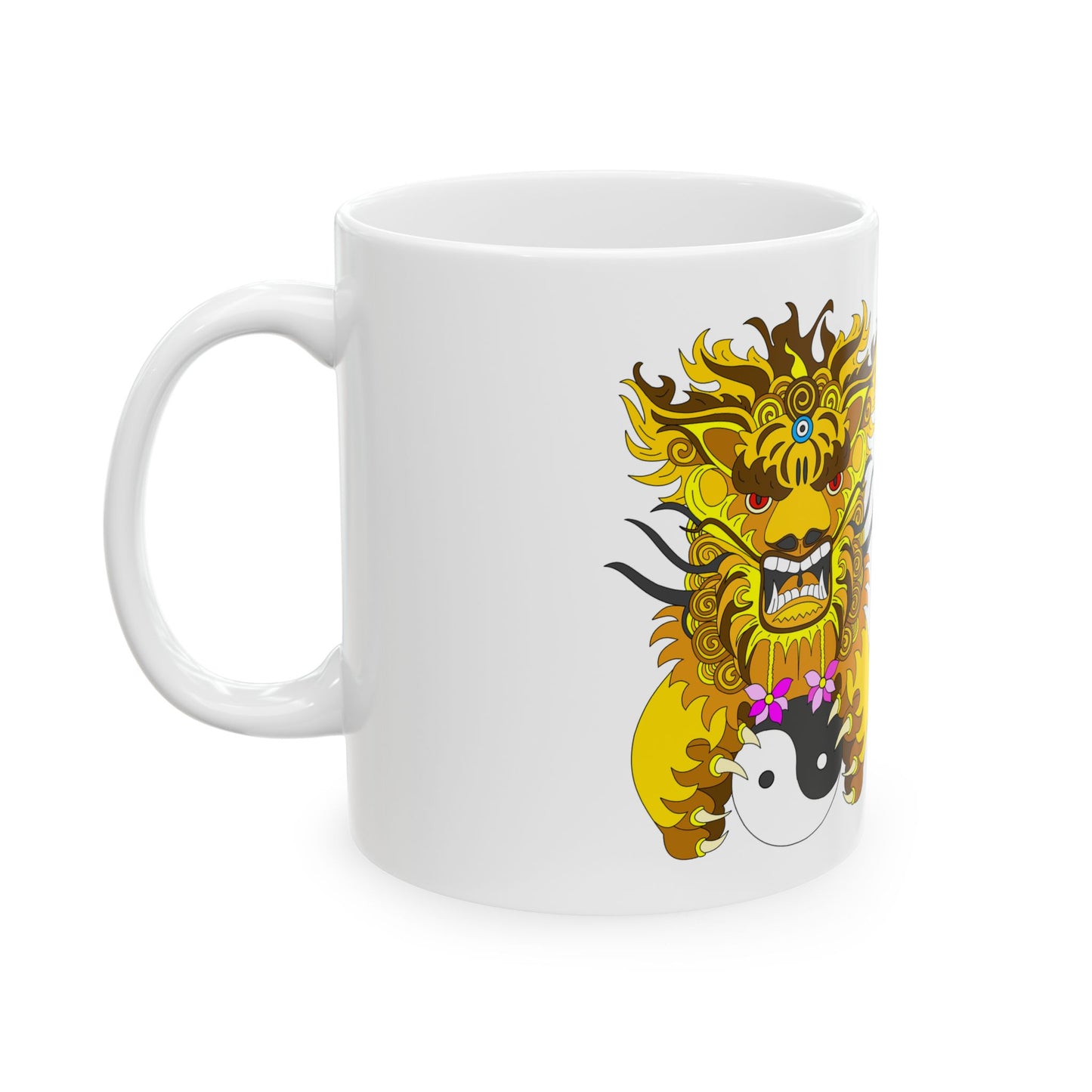 Dragon Yin Yang Ceramic Mug — Asian Lion Dance Coffee Cup (11oz, 15oz)