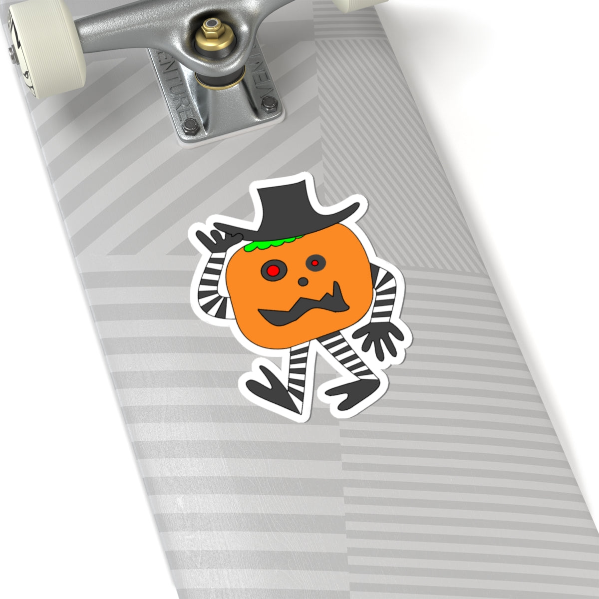 Halloween Pumpkin Character Kiss-Cut Sticker — Cute Walking Jack-o'-Lantern Decal