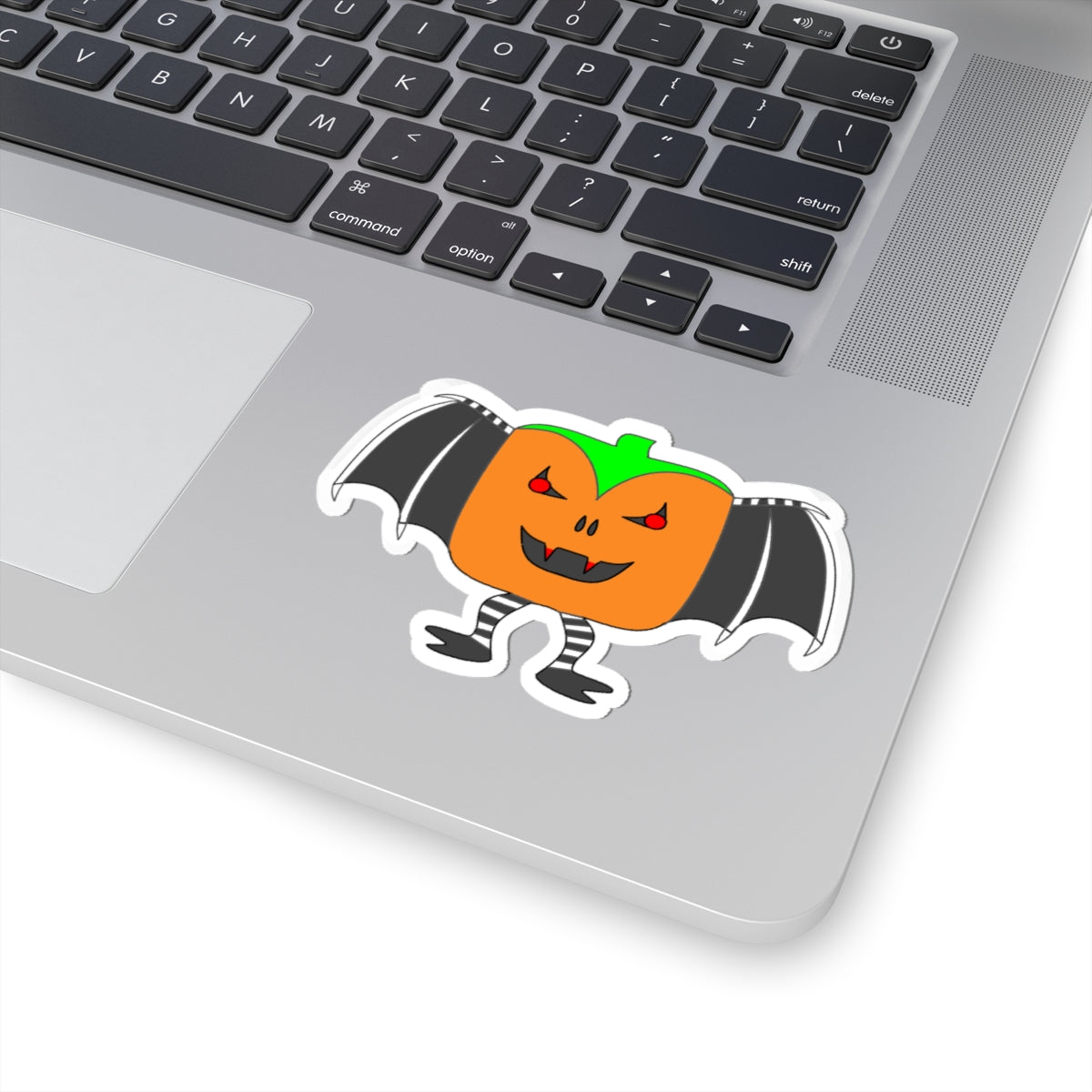 Dracula Pumpkin Character Kiss-Cut Sticker — Halloween Jack-O’-Lantern Decal