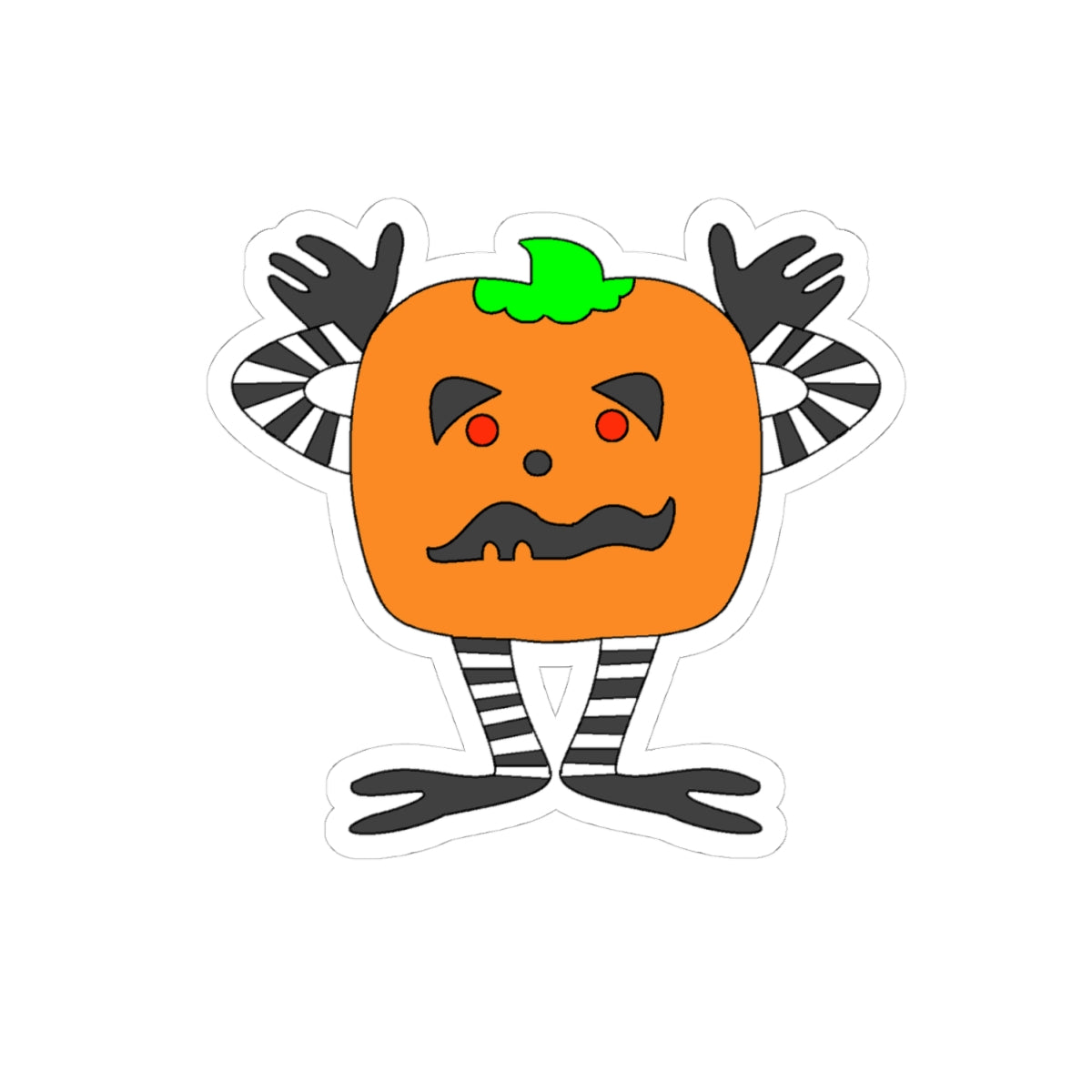 Cute Pumpkin Character Sticker — Halloween Kiss-Cut Decal