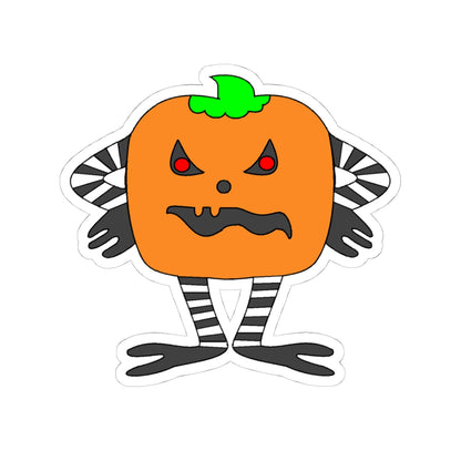 Spooky Pumpkin Character Kiss-Cut Sticker — Halloween Jack-O’-Lantern Decal