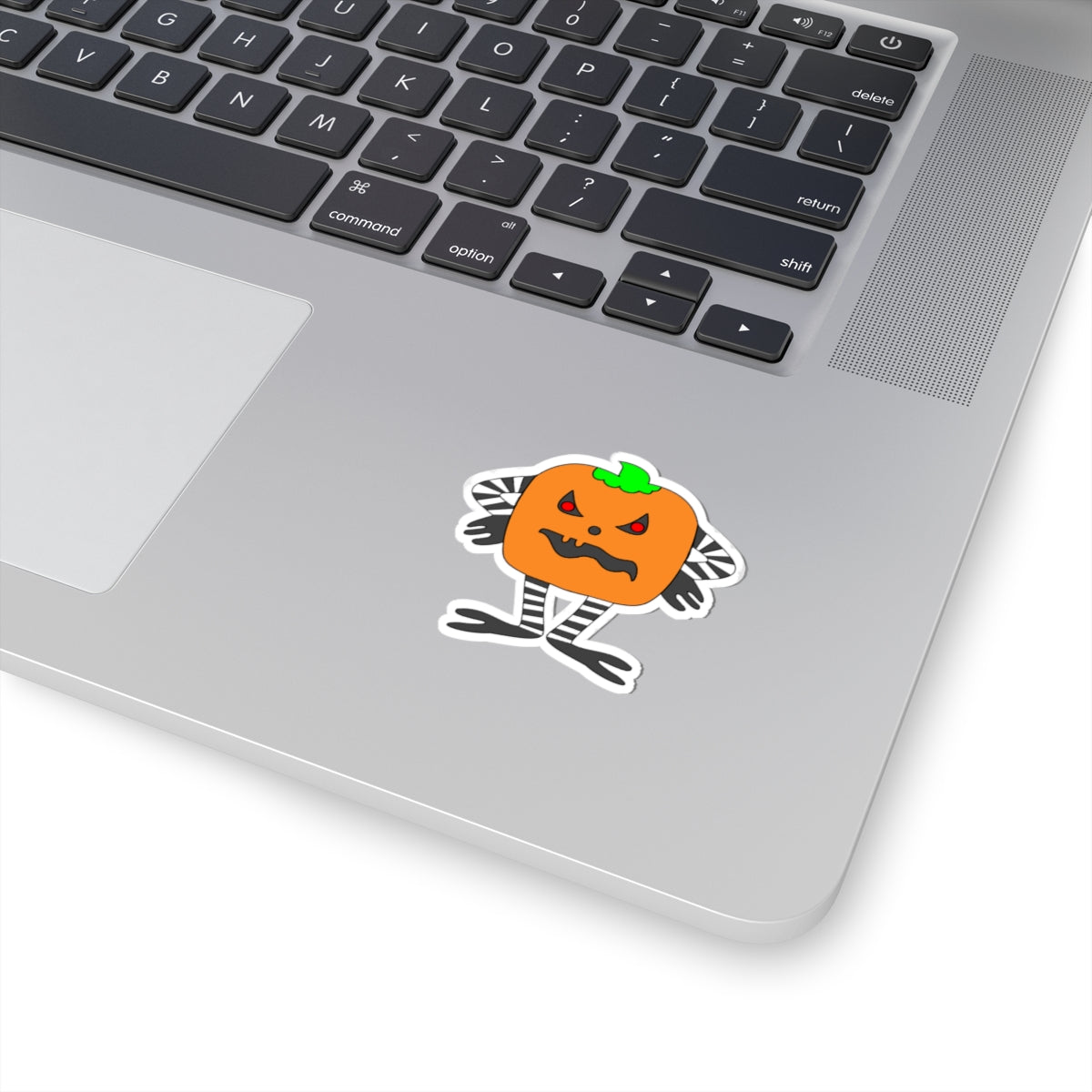 Spooky Pumpkin Character Kiss-Cut Sticker — Halloween Jack-O’-Lantern Decal