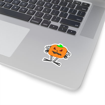 Spooky Pumpkin Character Kiss-Cut Sticker — Halloween Jack-O’-Lantern Decal