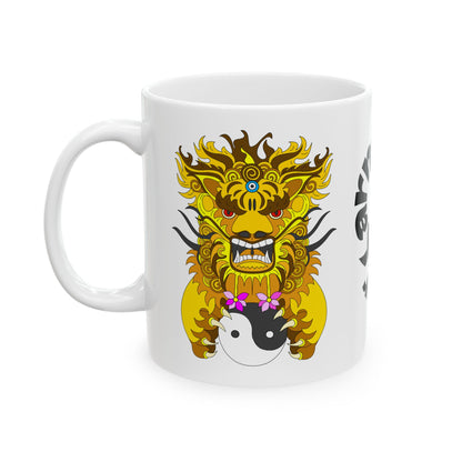 Dragon Yin Yang Ceramic Mug — Asian Lion Dance Coffee Cup (11oz, 15oz)