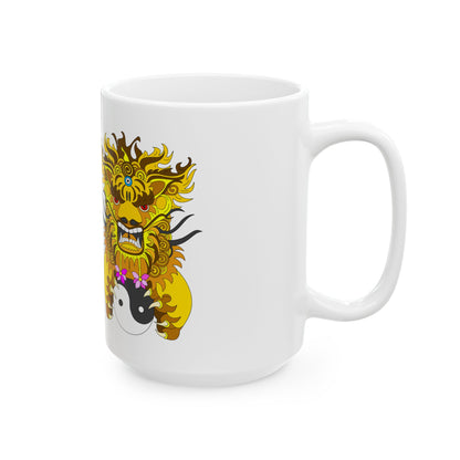 Dragon Yin Yang Ceramic Mug — Asian Lion Dance Coffee Cup (11oz, 15oz)