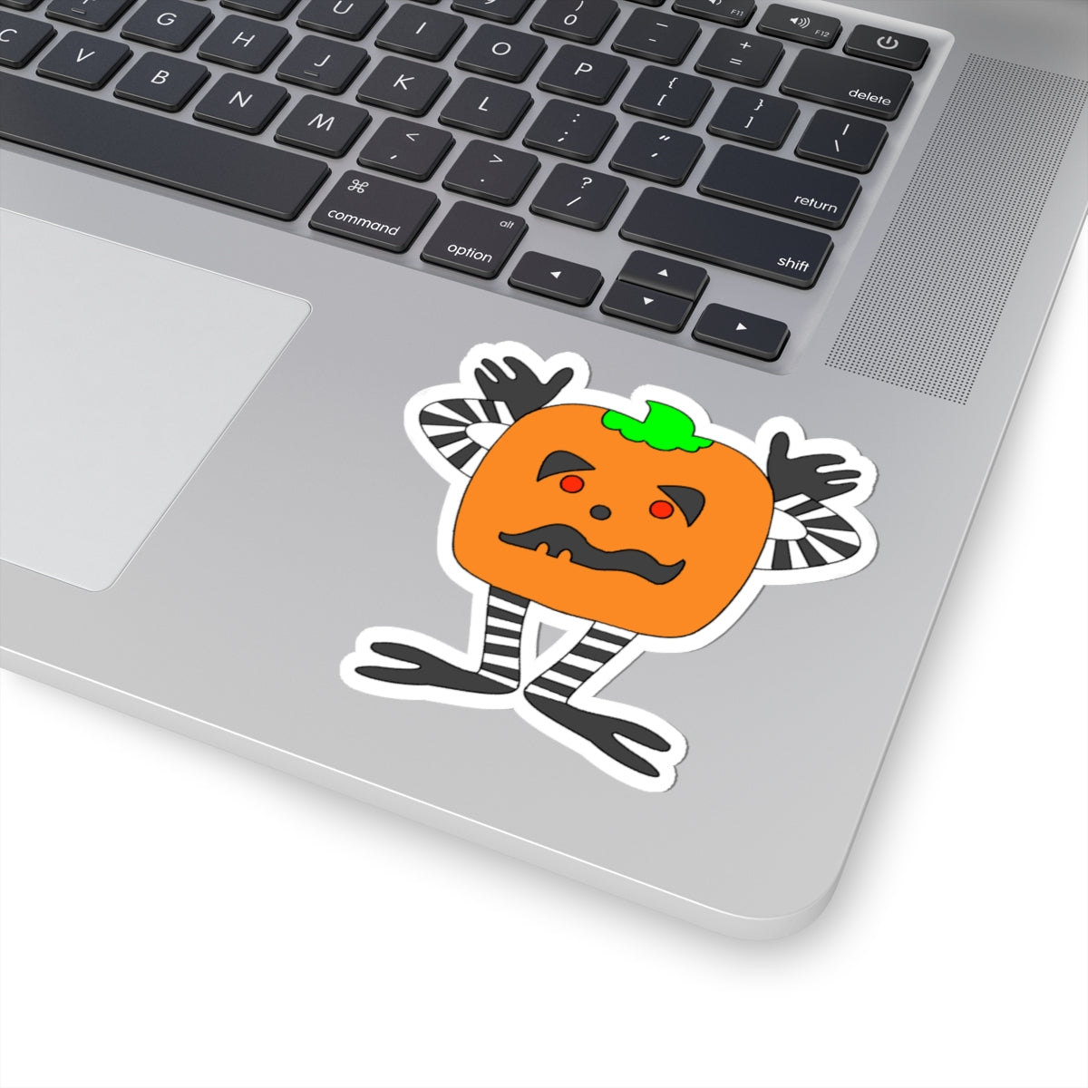 Cute Pumpkin Character Sticker — Halloween Kiss-Cut Decal
