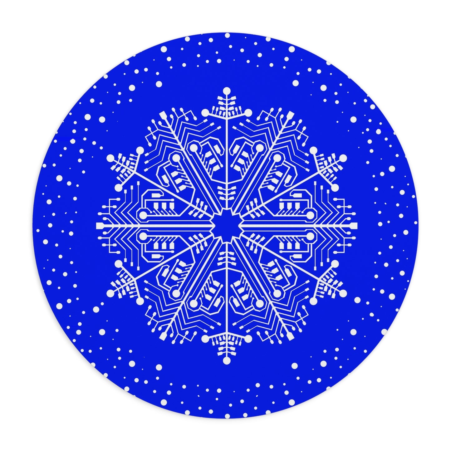 Round Blue Snowflake Mouse Pad — Winter Holiday Desk Mat