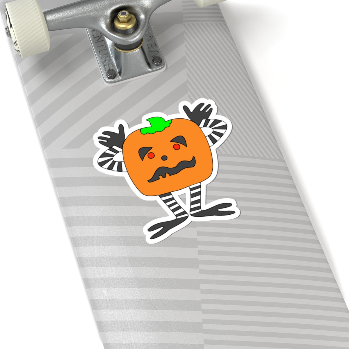 Cute Pumpkin Character Sticker — Halloween Kiss-Cut Decal
