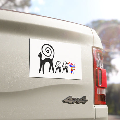 Spiral-Tail Cat Family Car Magnet — Whimsical Pet Decal