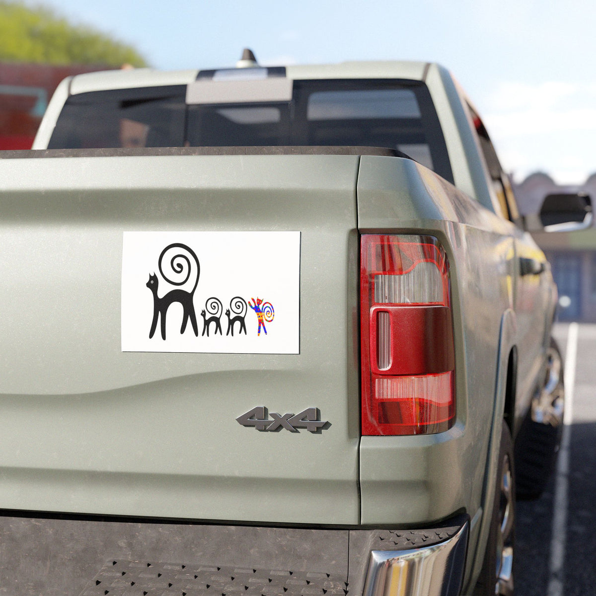 Spiral-Tail Cat Family Car Magnet — Whimsical Pet Decal