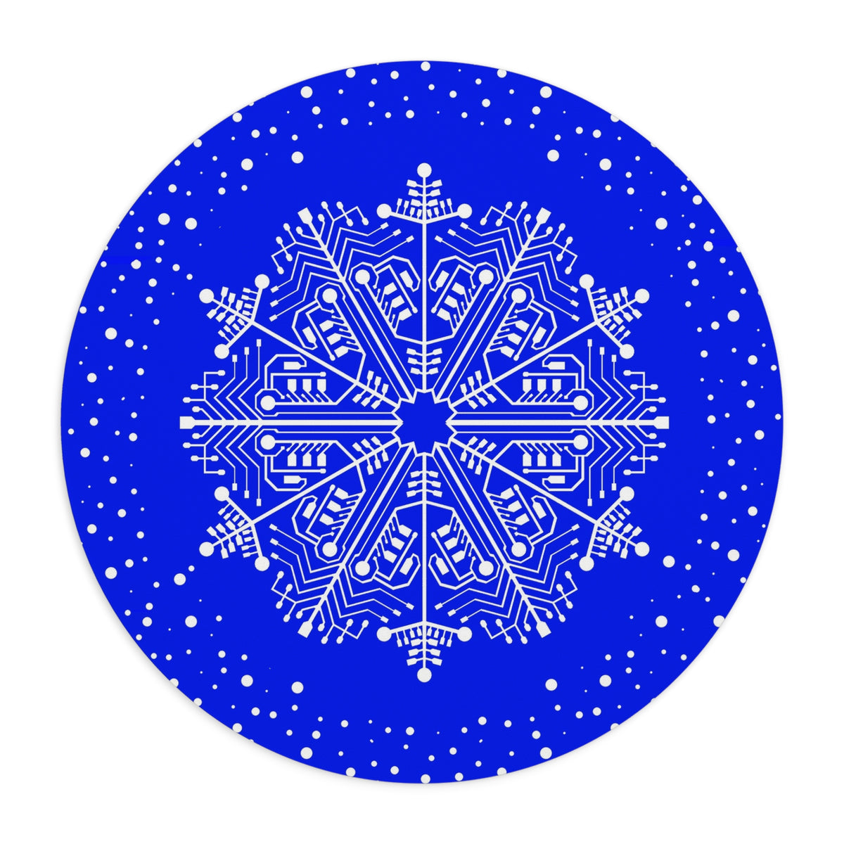 Round Blue Snowflake Mouse Pad — Winter Holiday Desk Mat