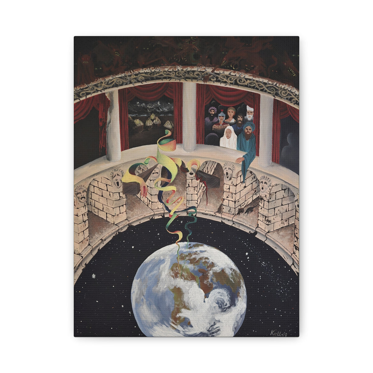 Exploration of Faith through Ethereal Cosmology  Canvas Print — Stretched Matte Wall Art