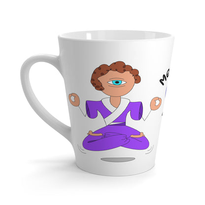 Latte Mug — "Meditate This" Funny Yoga Eye Cartoon Mug