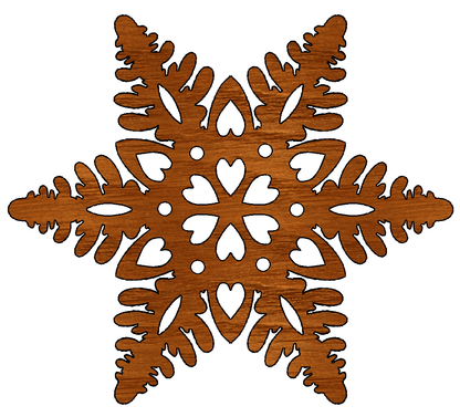 Sweet Hearts in Snowflake Wooden Ornament